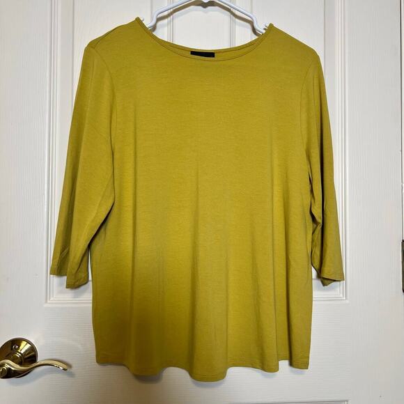 J. Jill Wearever Collection Golden Yellow Flowy Stretchy Top Size Medium EUC - Picture 6 of 9